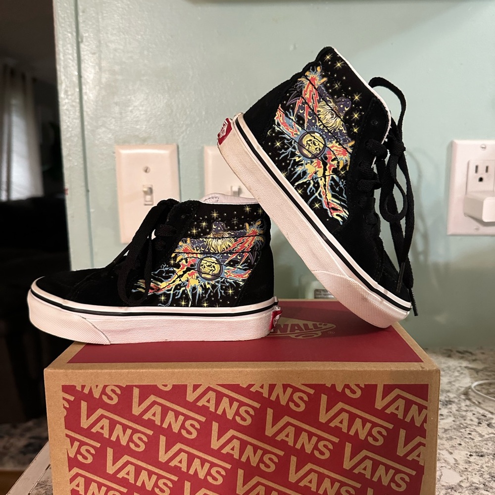 Vans Kids High-Top Sneakers - Black with Colorful Design